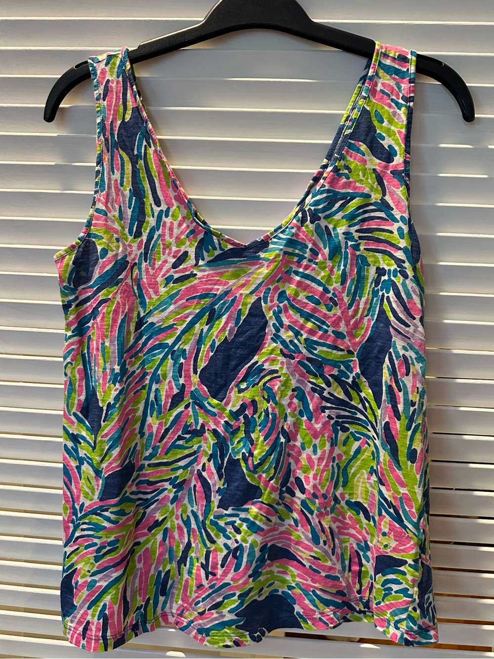 Lilly Pulitzer Gigi Double V-Neck Tank Top in Palm Reader